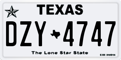 TX license plate DZY4747