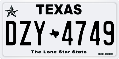 TX license plate DZY4749