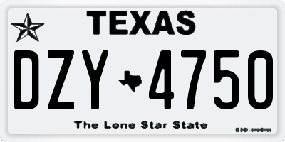 TX license plate DZY4750