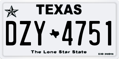 TX license plate DZY4751