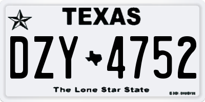 TX license plate DZY4752