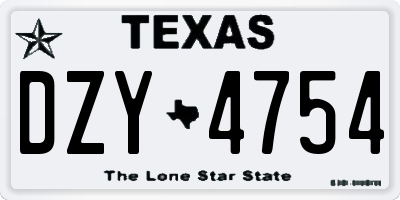 TX license plate DZY4754