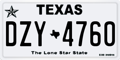 TX license plate DZY4760