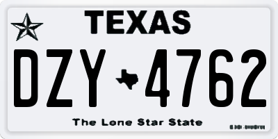 TX license plate DZY4762