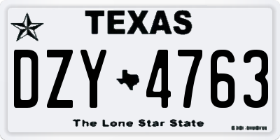 TX license plate DZY4763