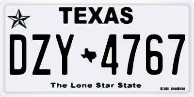 TX license plate DZY4767