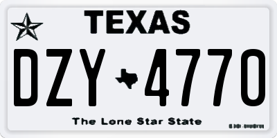 TX license plate DZY4770