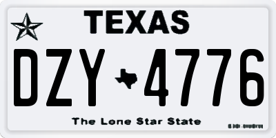 TX license plate DZY4776