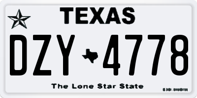 TX license plate DZY4778