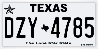 TX license plate DZY4785