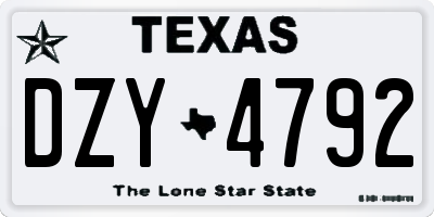 TX license plate DZY4792