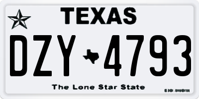 TX license plate DZY4793