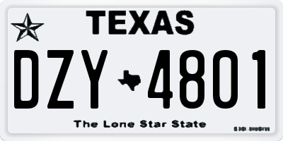 TX license plate DZY4801