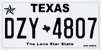 TX license plate DZY4807