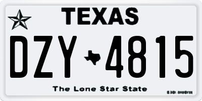 TX license plate DZY4815