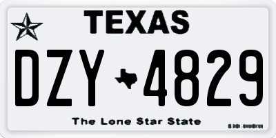 TX license plate DZY4829