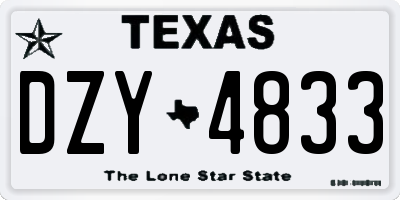 TX license plate DZY4833