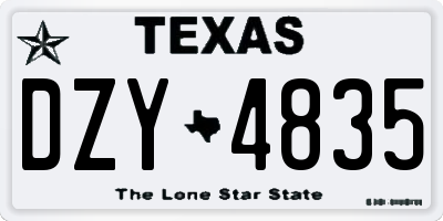 TX license plate DZY4835