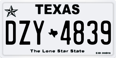 TX license plate DZY4839