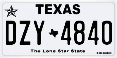 TX license plate DZY4840