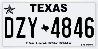 TX license plate DZY4846