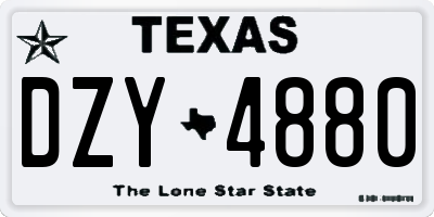 TX license plate DZY4880