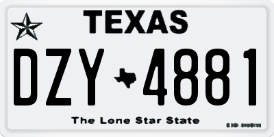 TX license plate DZY4881