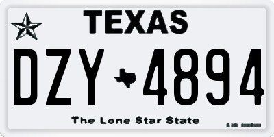 TX license plate DZY4894
