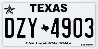 TX license plate DZY4903