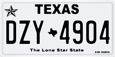 TX license plate DZY4904