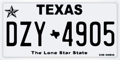 TX license plate DZY4905