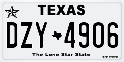 TX license plate DZY4906