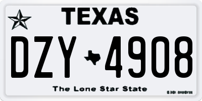 TX license plate DZY4908