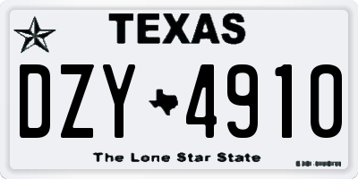 TX license plate DZY4910