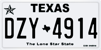 TX license plate DZY4914