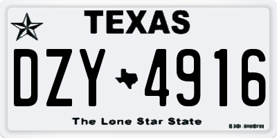TX license plate DZY4916