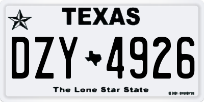 TX license plate DZY4926