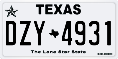 TX license plate DZY4931