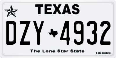 TX license plate DZY4932