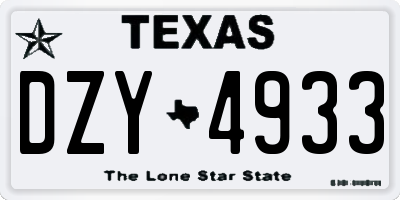 TX license plate DZY4933