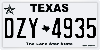 TX license plate DZY4935