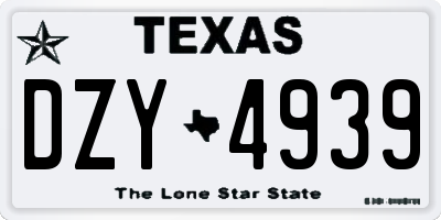 TX license plate DZY4939