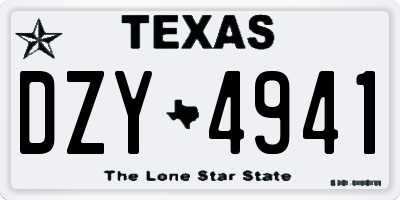 TX license plate DZY4941