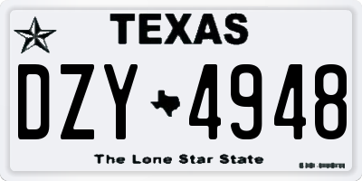 TX license plate DZY4948