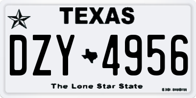 TX license plate DZY4956