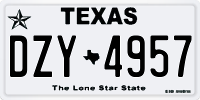 TX license plate DZY4957