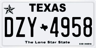 TX license plate DZY4958