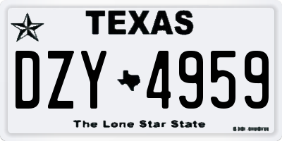 TX license plate DZY4959