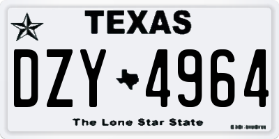 TX license plate DZY4964