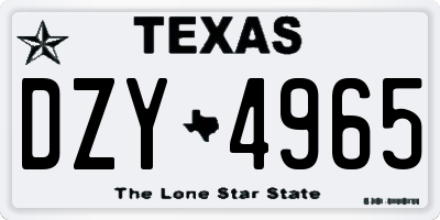 TX license plate DZY4965
